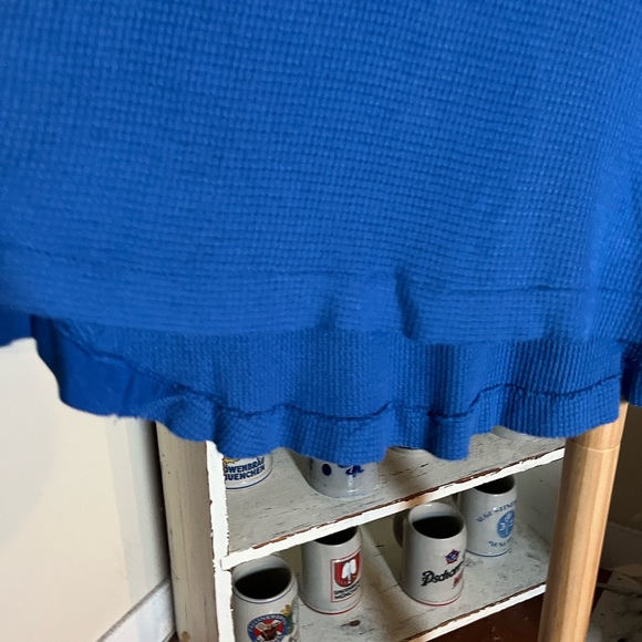 We The Free L Bright Blue Long Waffle Knit Deep scoopneck high/low hem.Soft.EUC - Picture 5 of 6